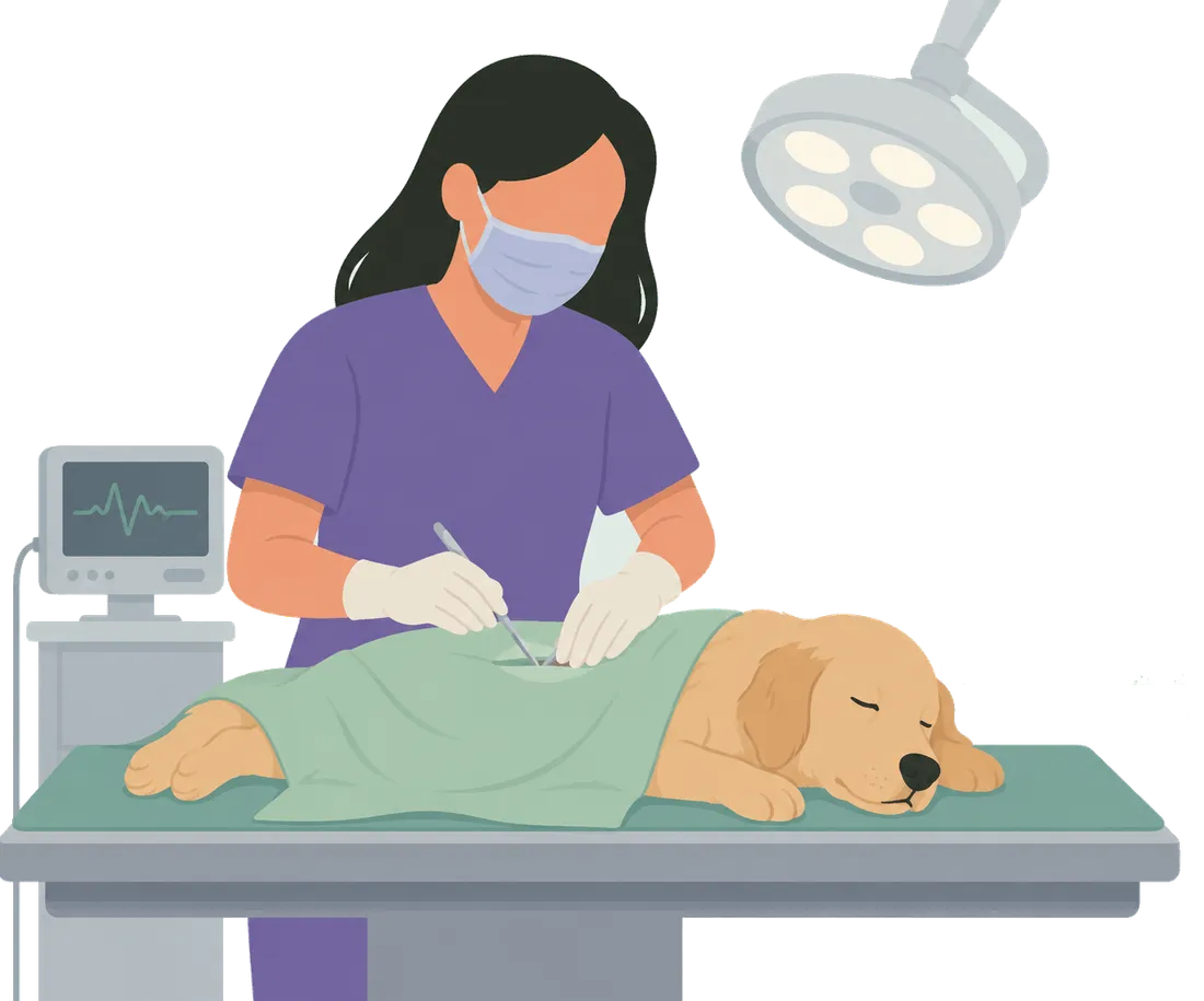 Veterinaria preparando una intervención quirúrgica en Gràcia, Barcelona