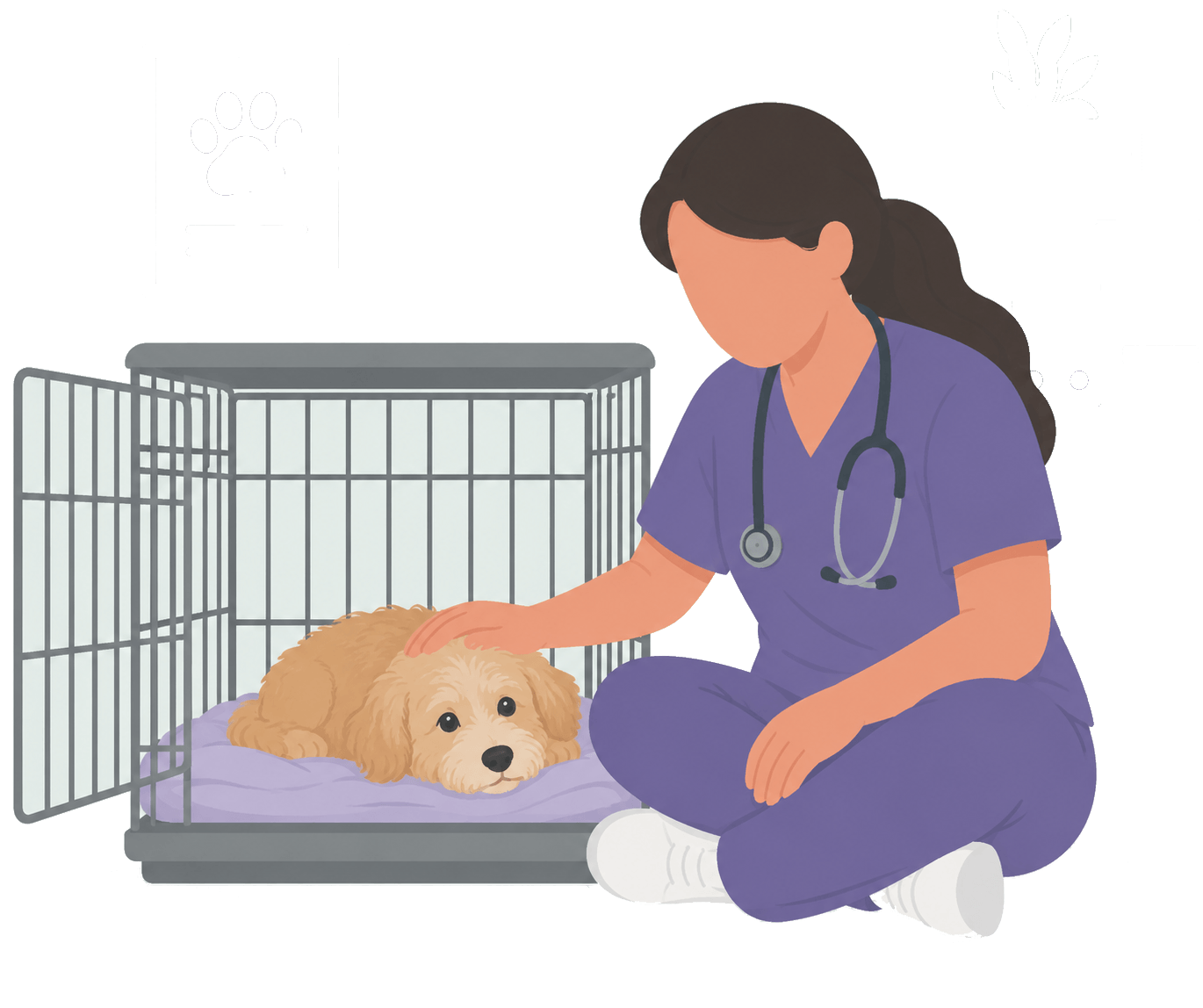 Mascota en hospitalización diurna en la Clínica Veterinaria Rovira, Gràcia