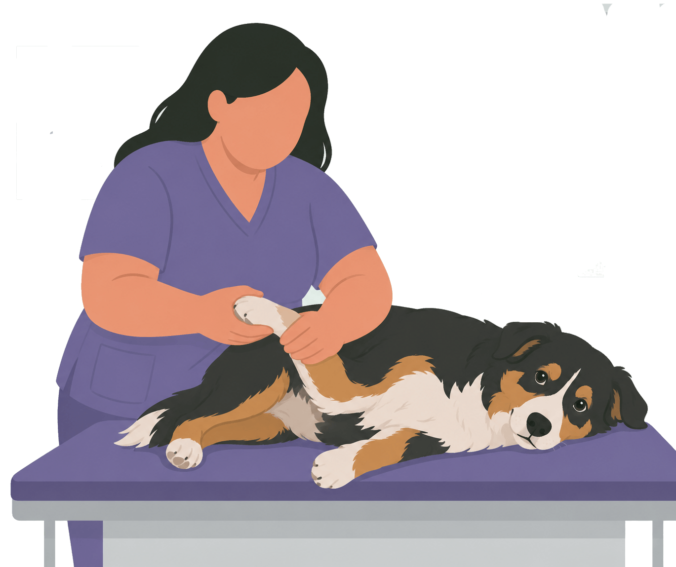 Exploración traumatológica de un perro en la Clínica Veterinaria Rovira, Gràcia